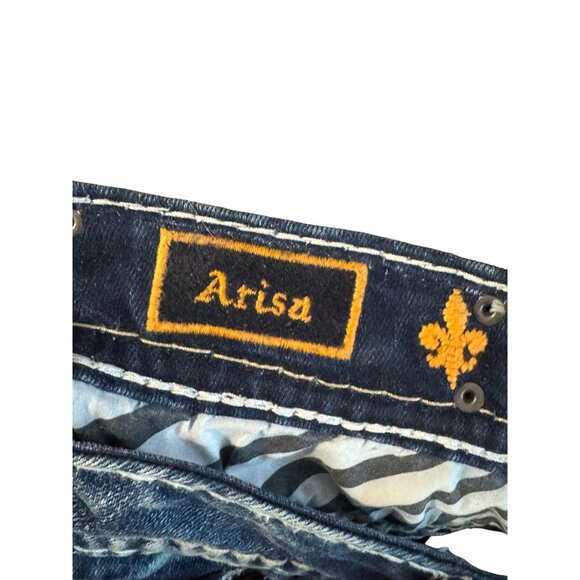Rock Revival Arisa Crop Womens Denim Jeans Size 28 Distressed Blue Embellished S - Picture 3 of 9